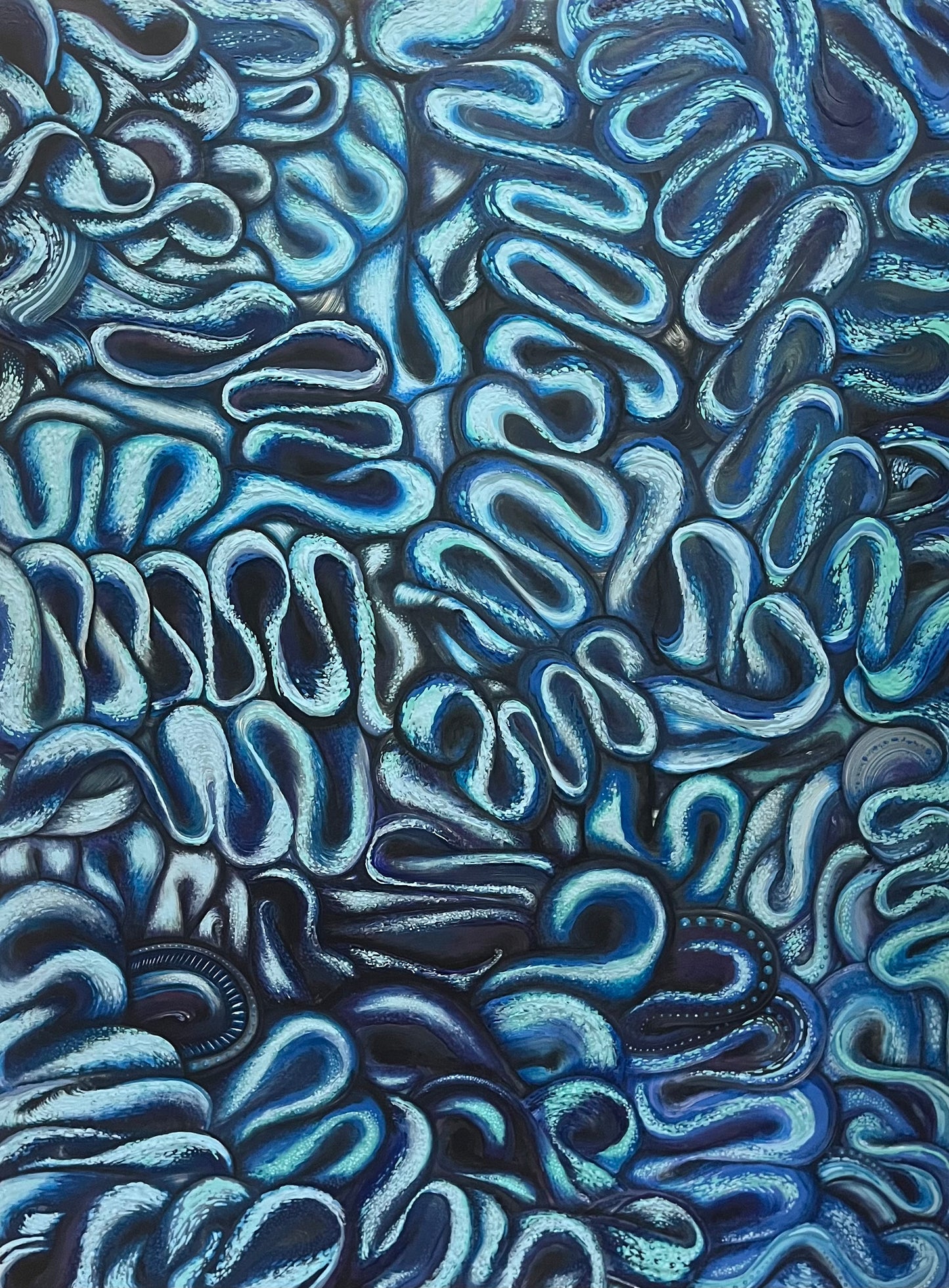 "Blue Waves"- Mixed Media Original Canvas Wall art 36"x48" (1 of 1) Kathryn Wetherell