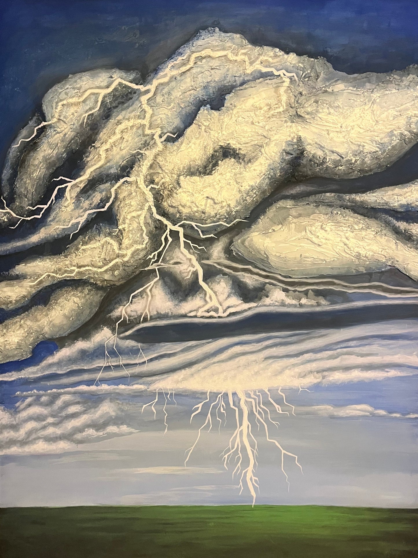 "Lightning Strikes"- Original Mixed Media Large Canvas Wall art (1 of 1) 36"x48"