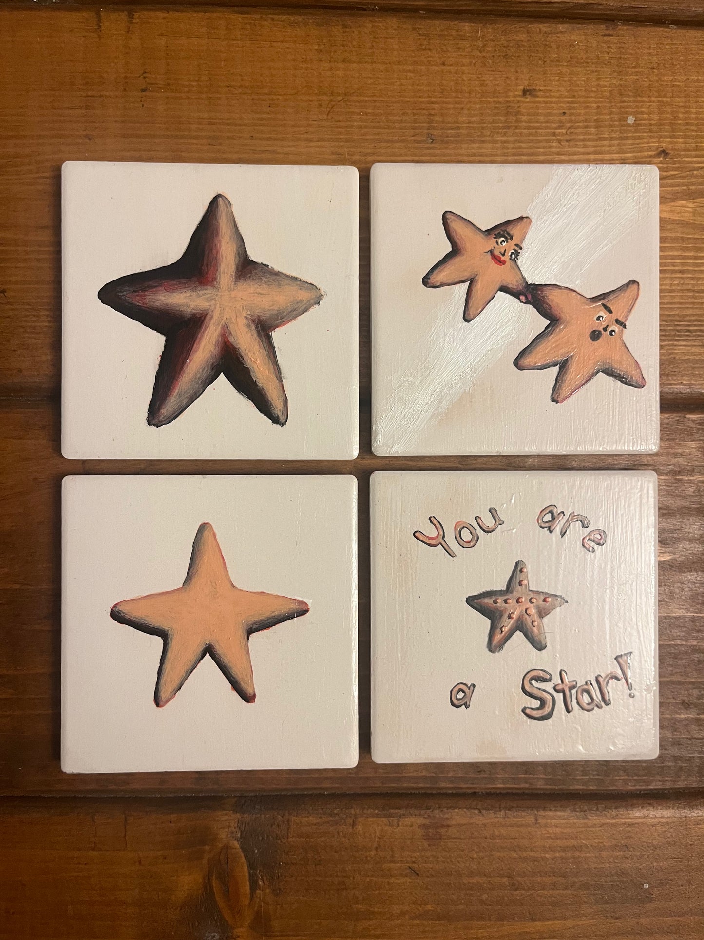 'YOU ARE A STAR' Aquatic Coaster Set- Hand Painted Coasters Gift set(Set of 4)