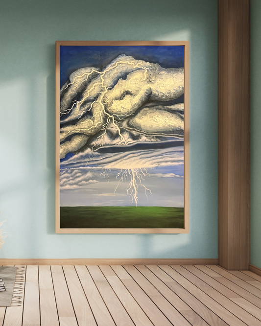 "Lightning Strikes"- Original Mixed Media Large Canvas Wall art (1 of 1) 36"x48"