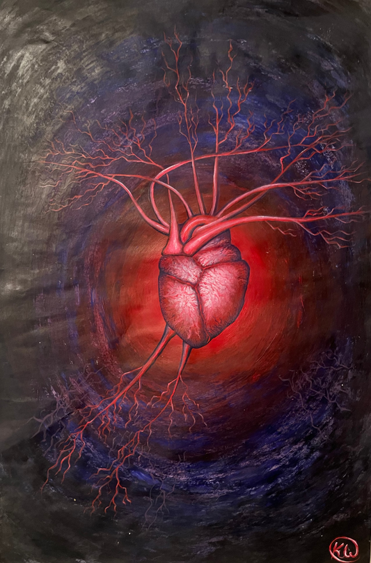 "Beating heart"- Original Acrylic on sketch paper 18"x12" (Framing available but not included)