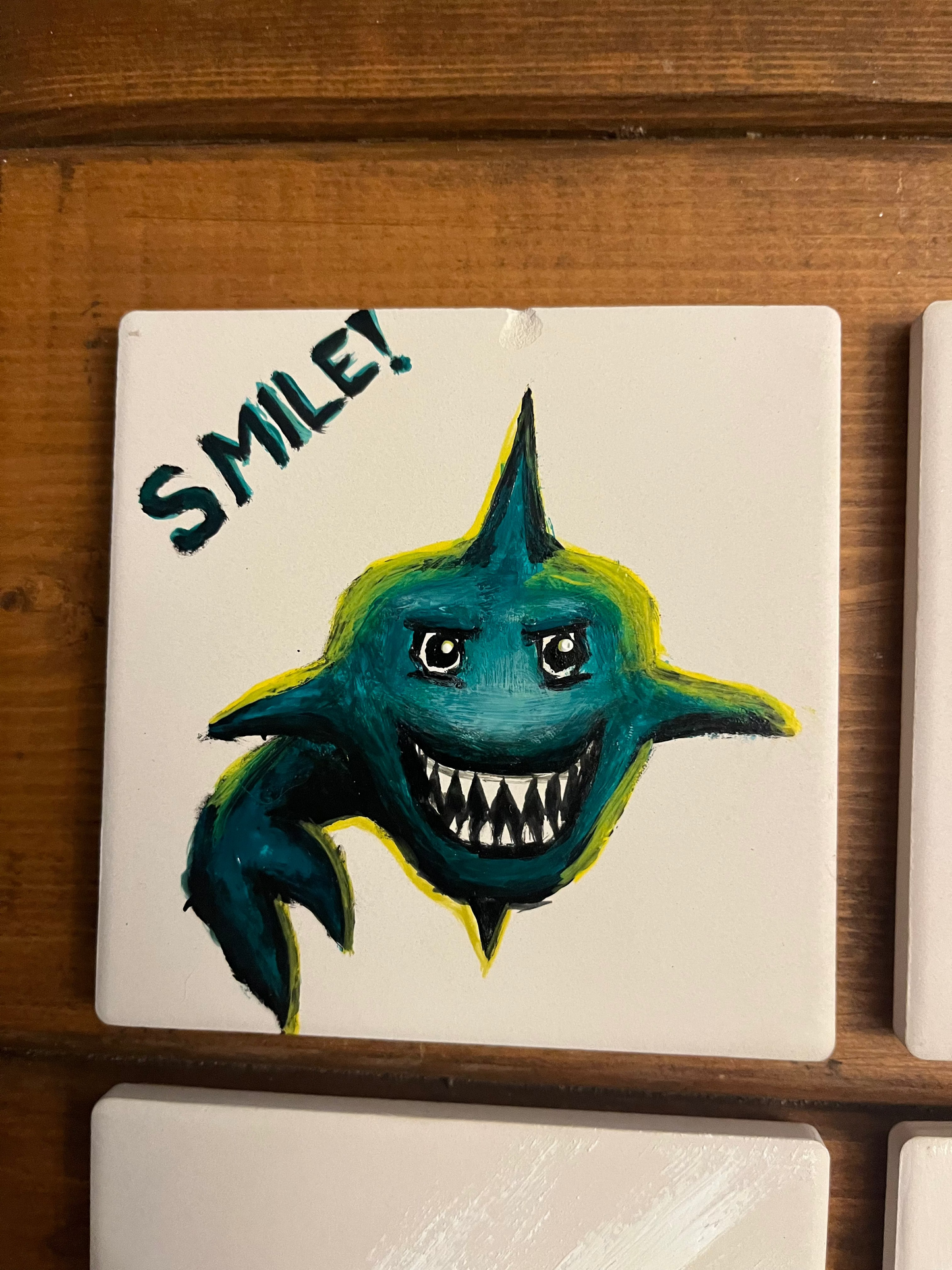 The 'SMILE!' set, hand painted cartoon shark
